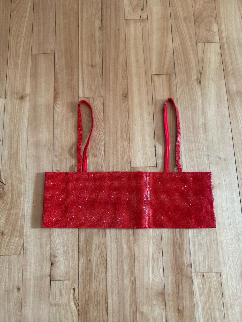 White Fox Boutique Red Sequined Strap Bandeau Crop Top